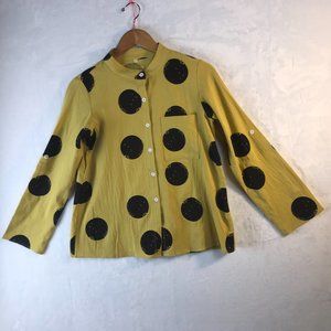 Mustard Color Blouse with Large Black Polka dots - XS Size - nwot
